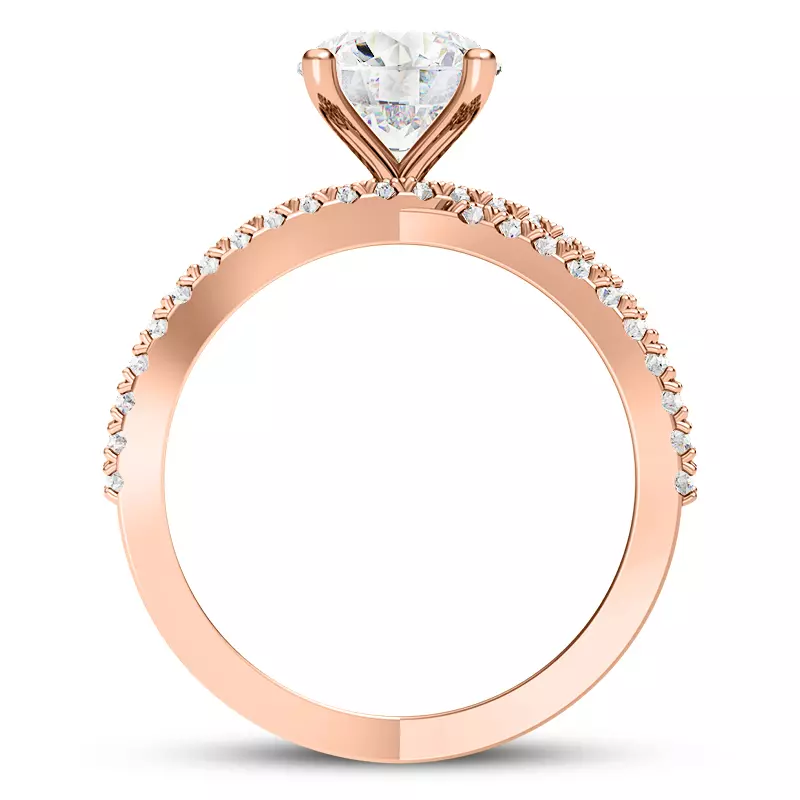 14K Rose Gold Azra Pavé Crossover Engagement Ring