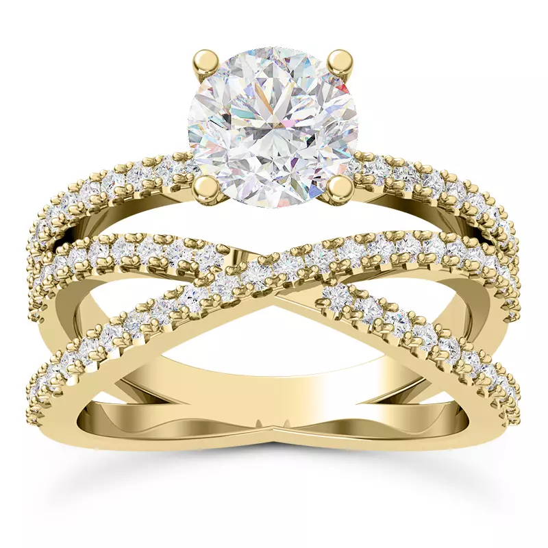 14K Yellow Gold Azra Pavé Crossover Engagement Ring