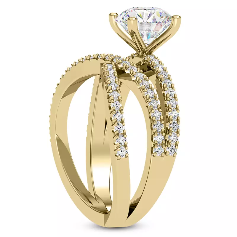 14K Yellow Gold Azra Pavé Crossover Engagement Ring