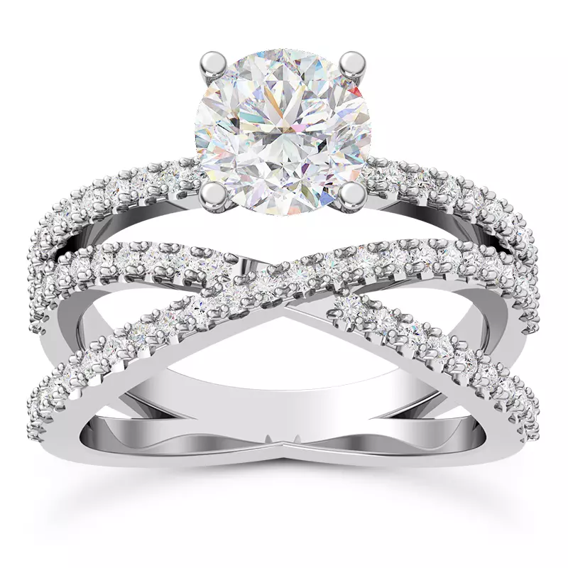 Platinum Azra Pavé Crossover Engagement Ring