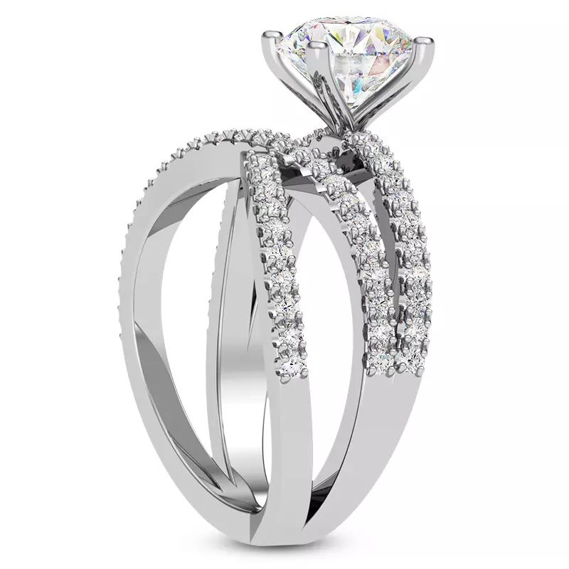 Platinum Azra Pavé Crossover Engagement Ring