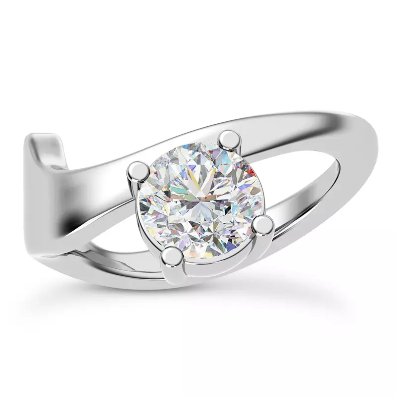 18K White Gold Yin Modern Solitaire Engagement Ring
