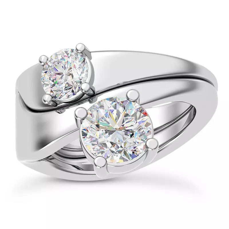 18K White Gold Yin Modern Solitaire Engagement Ring