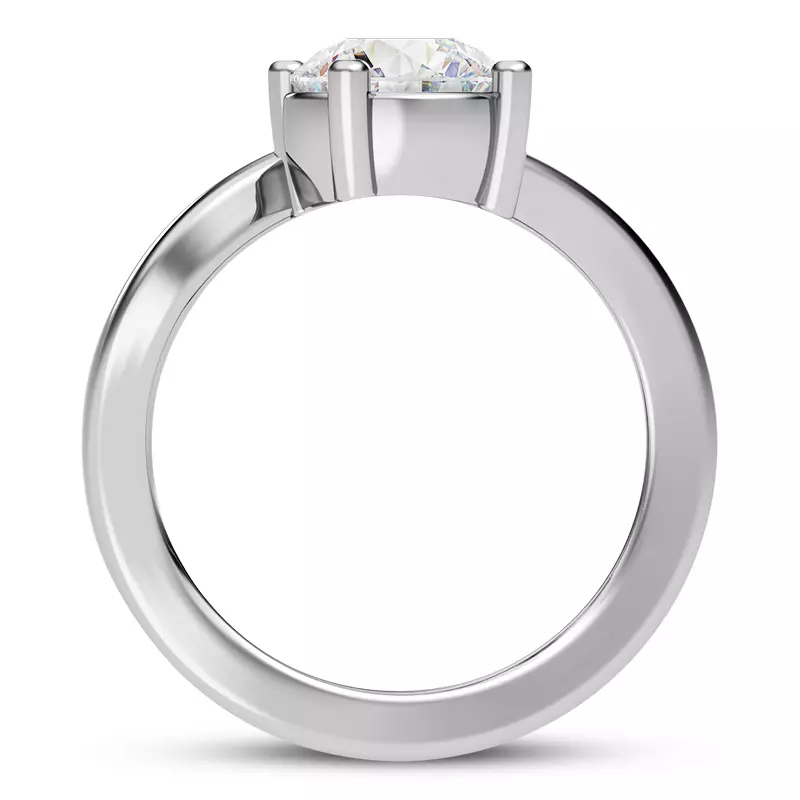 18K White Gold Yin Modern Solitaire Engagement Ring