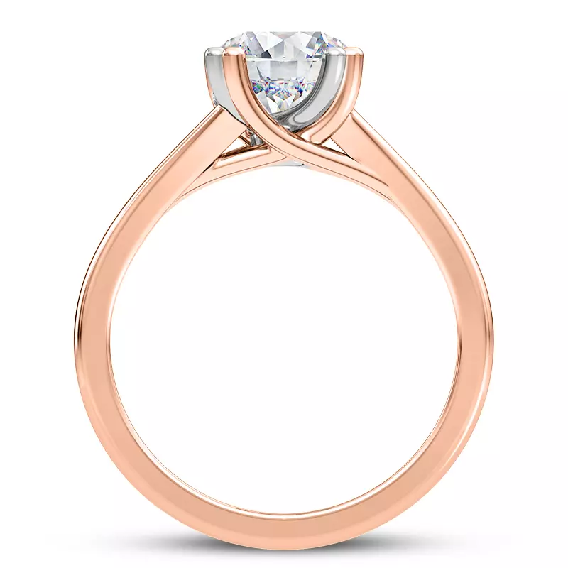 14K Rose Gold Tori Double Prong Mixed-Metal Hidden Halo Engagement Ring