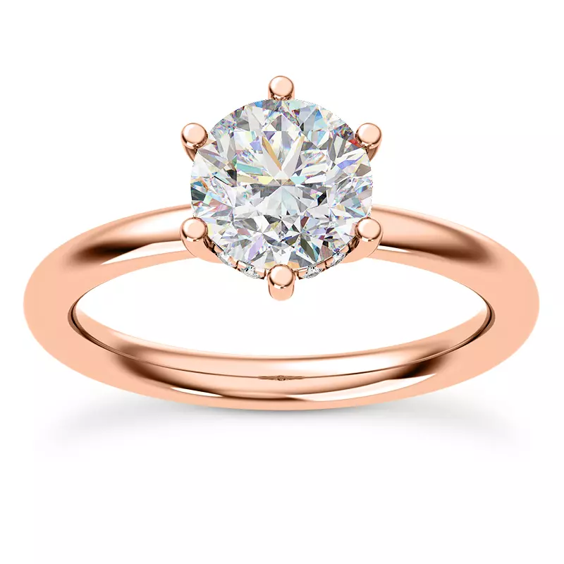 14K Rose Gold Vesper Six-Prong Hidden Halo Engagement Ring