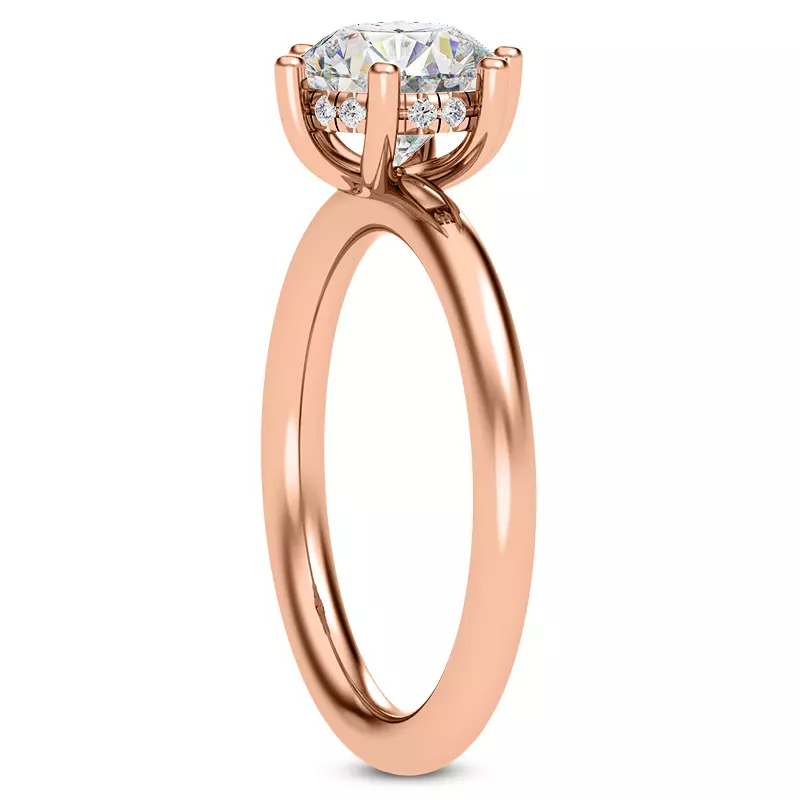 14K Rose Gold Vesper Six-Prong Hidden Halo Engagement Ring