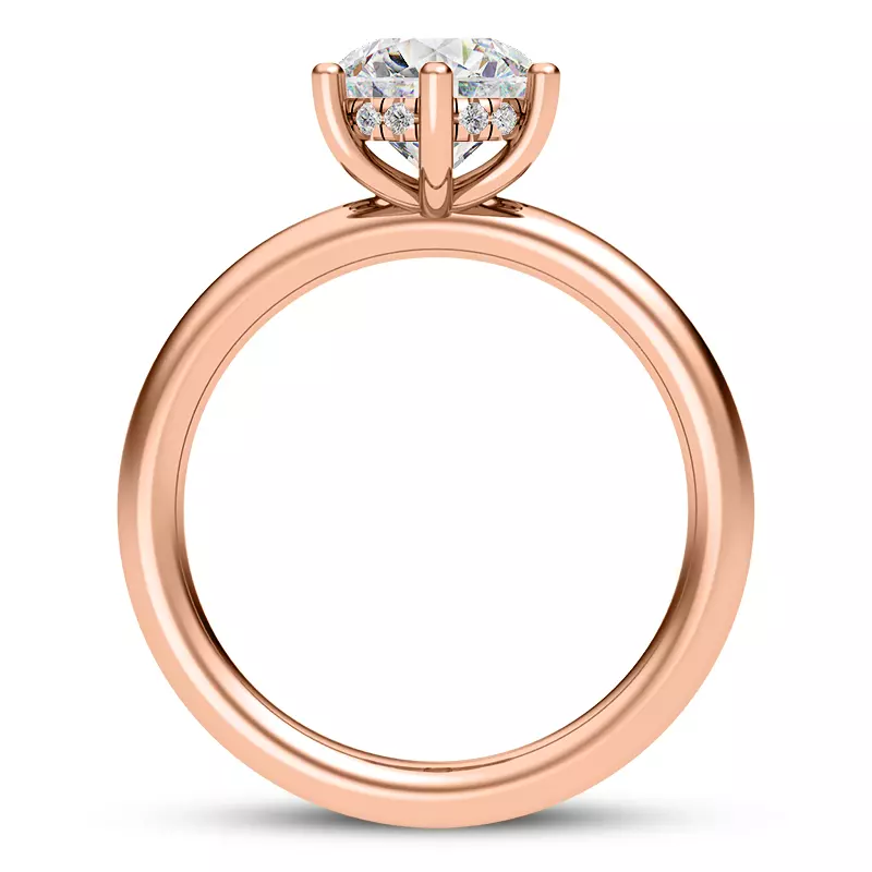 14K Rose Gold Vesper Six-Prong Hidden Halo Engagement Ring