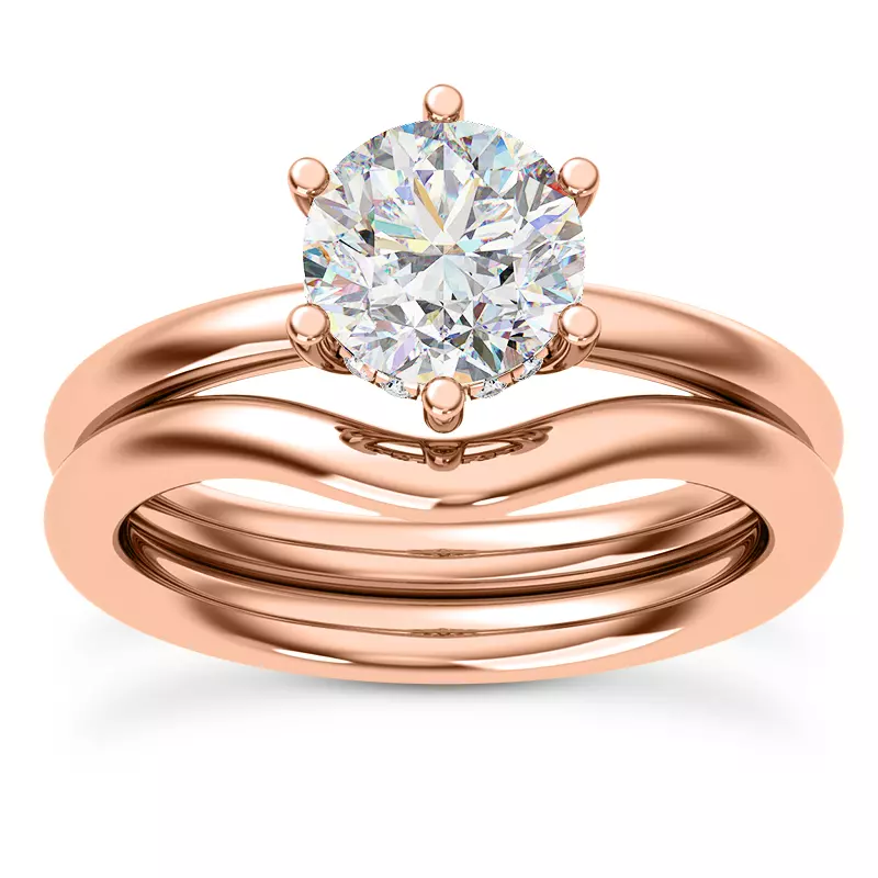 14K Rose Gold Vesper Six-Prong Hidden Halo Engagement Ring