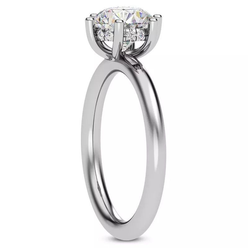 14K White Gold Vesper Six-Prong Hidden Halo Engagement Ring