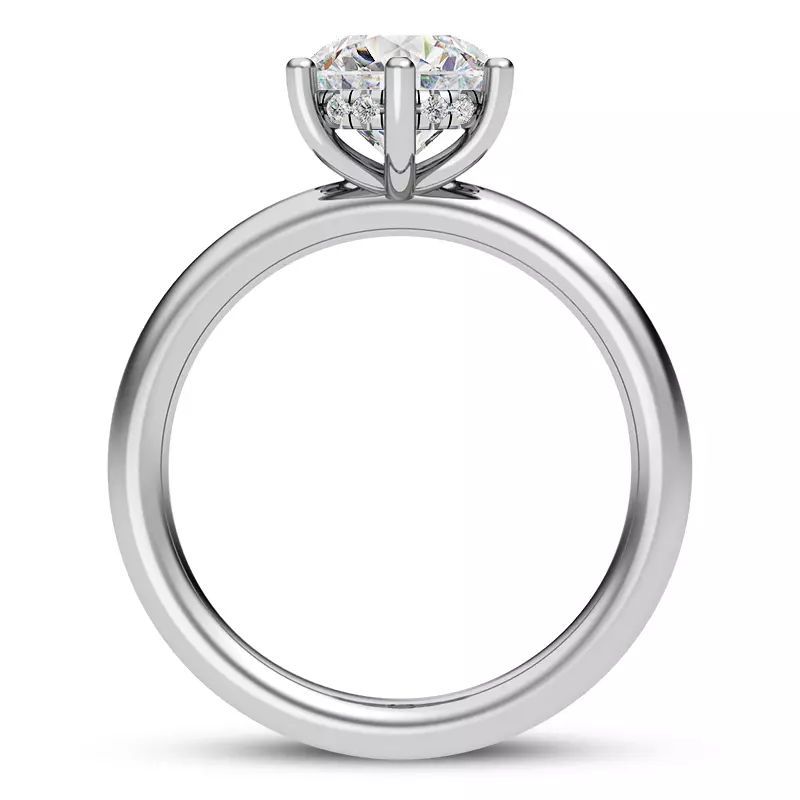 14K White Gold Vesper Six-Prong Hidden Halo Engagement Ring