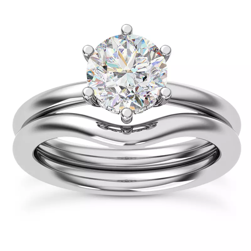 14K White Gold Vesper Six-Prong Hidden Halo Engagement Ring