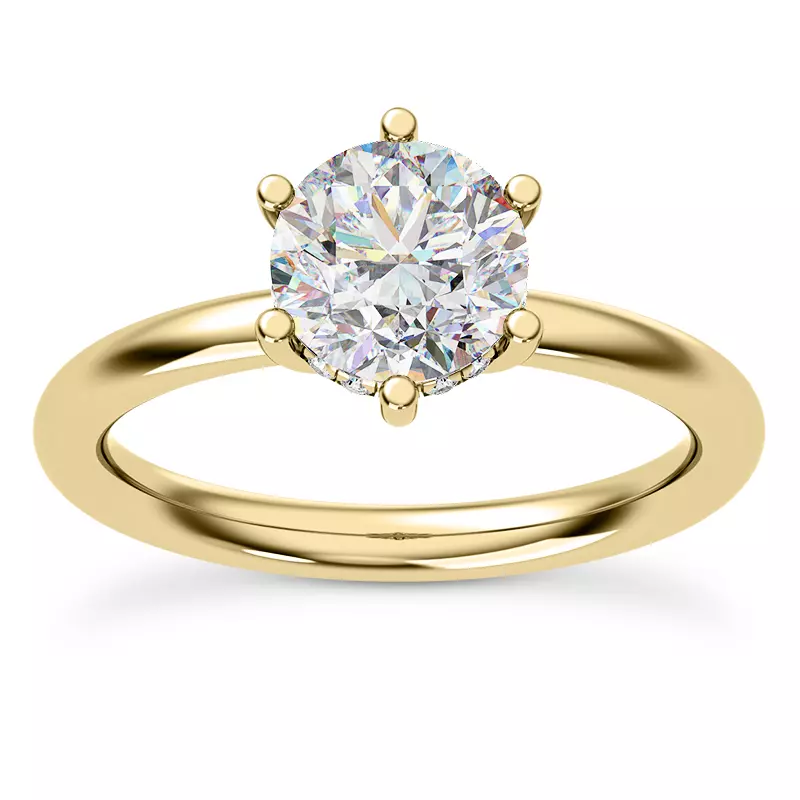 14K Yellow Gold Vesper Six-Prong Hidden Halo Engagement Ring