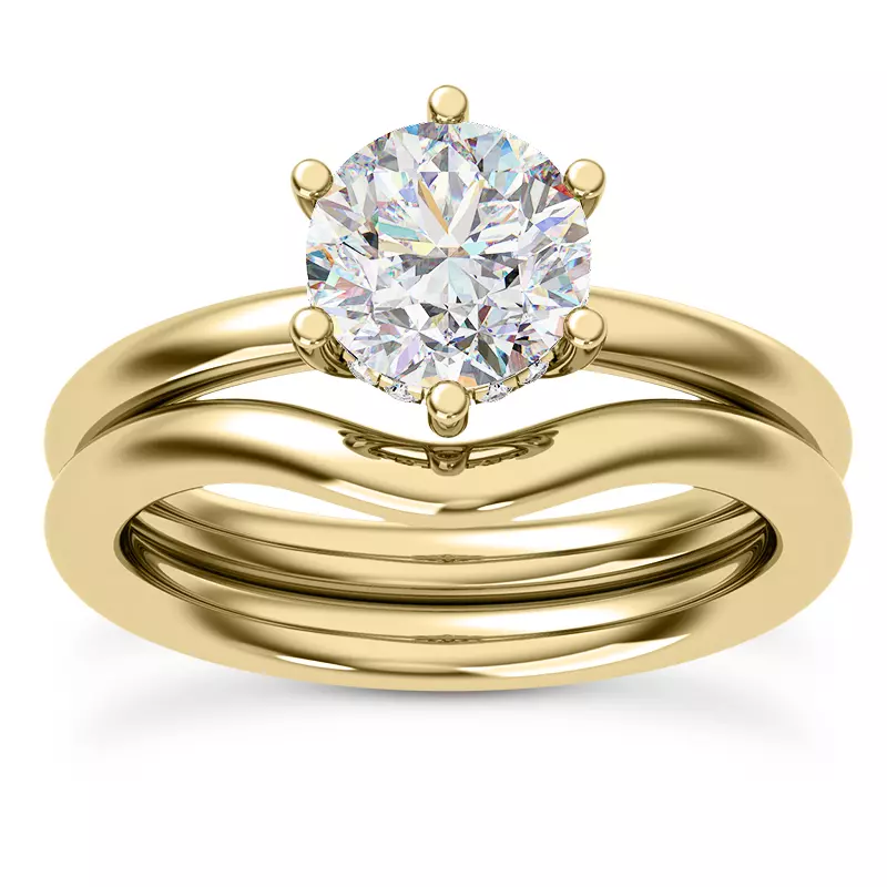 14K Yellow Gold Vesper Six-Prong Hidden Halo Engagement Ring