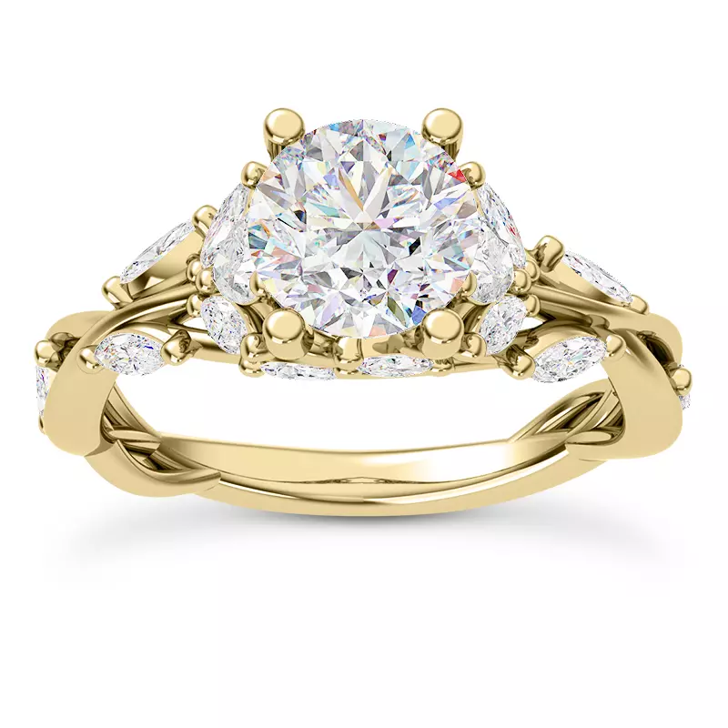 18K Yellow Gold Nelly Vine Lab Engagement Ring