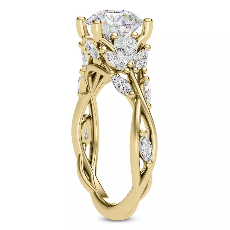 18K Yellow Gold Nelly Vine Lab Engagement Ring
