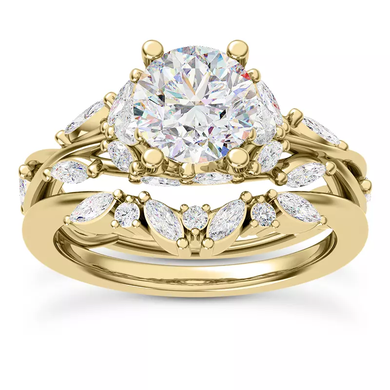 18K Yellow Gold Nelly Vine Lab Engagement Ring