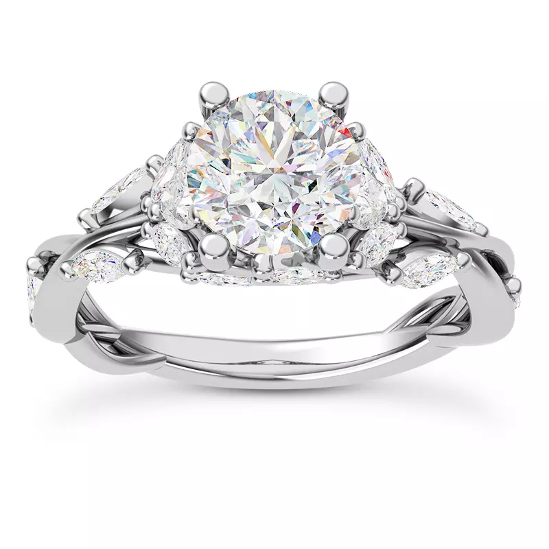 18K White Gold Nelly Vine Diamond Engagement Ring