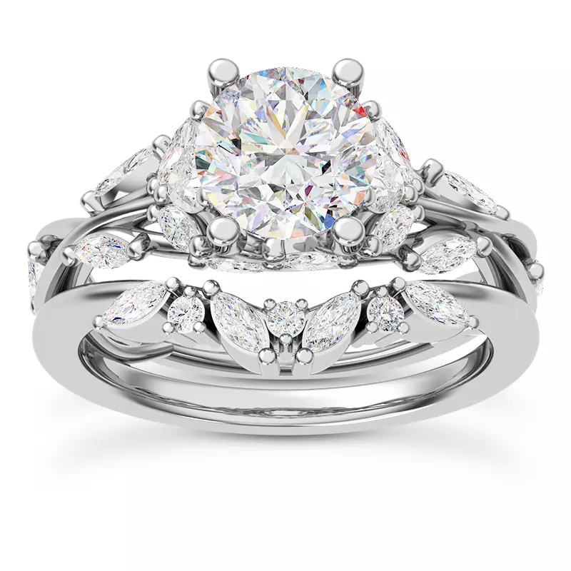 18K White Gold Nelly Vine Diamond Engagement Ring