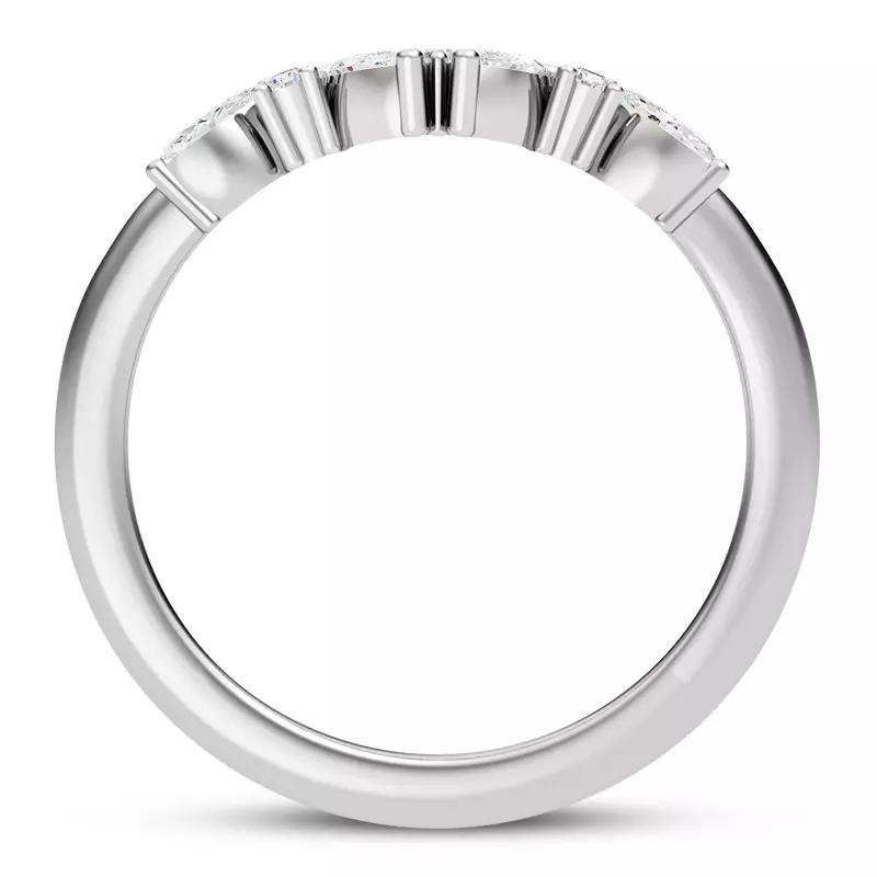 14K White Gold Nelly Marquise and Round Lab Chevron Band