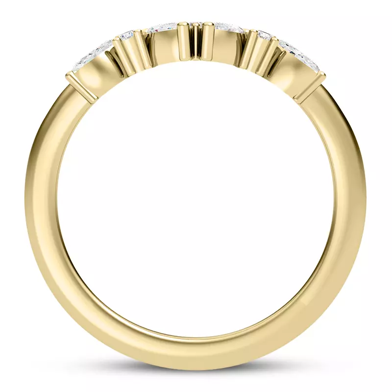 14K Yellow Gold Nelly Marquise and Round Lab Chevron Band