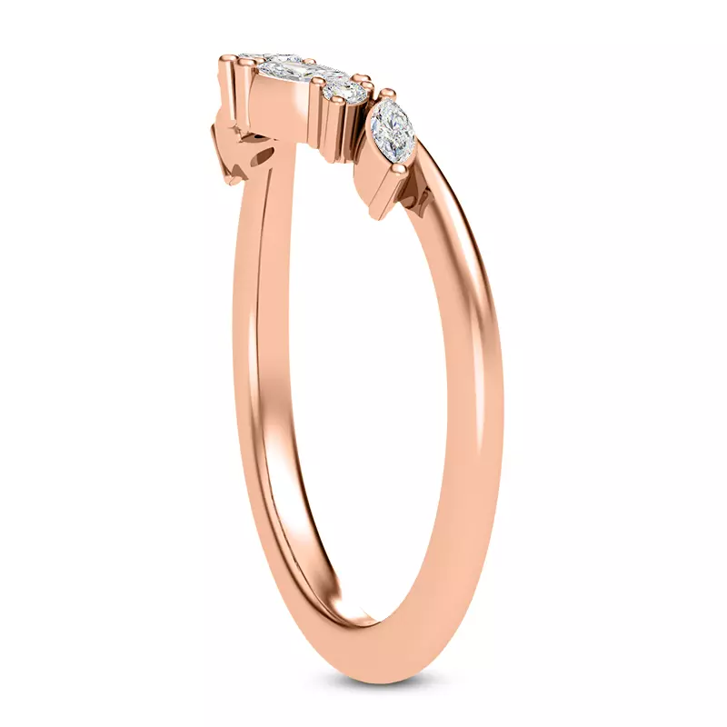14K Rose Gold Nelly Marquise and Round Diamond Chevron Band
