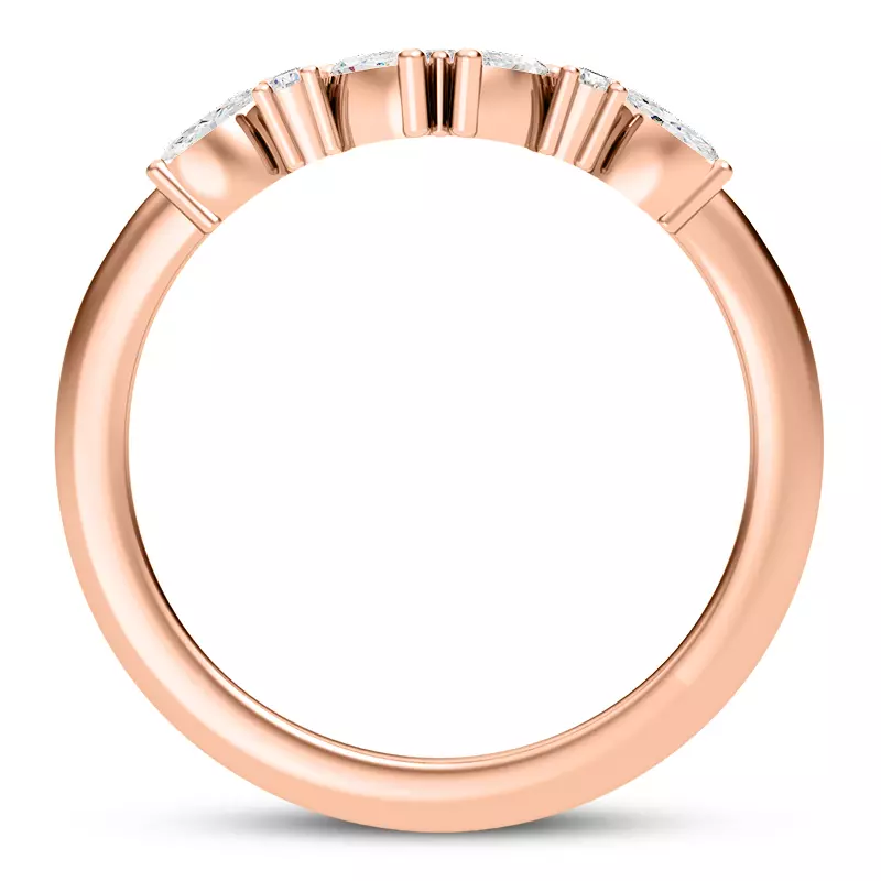 14K Rose Gold Nelly Marquise and Round Diamond Chevron Band