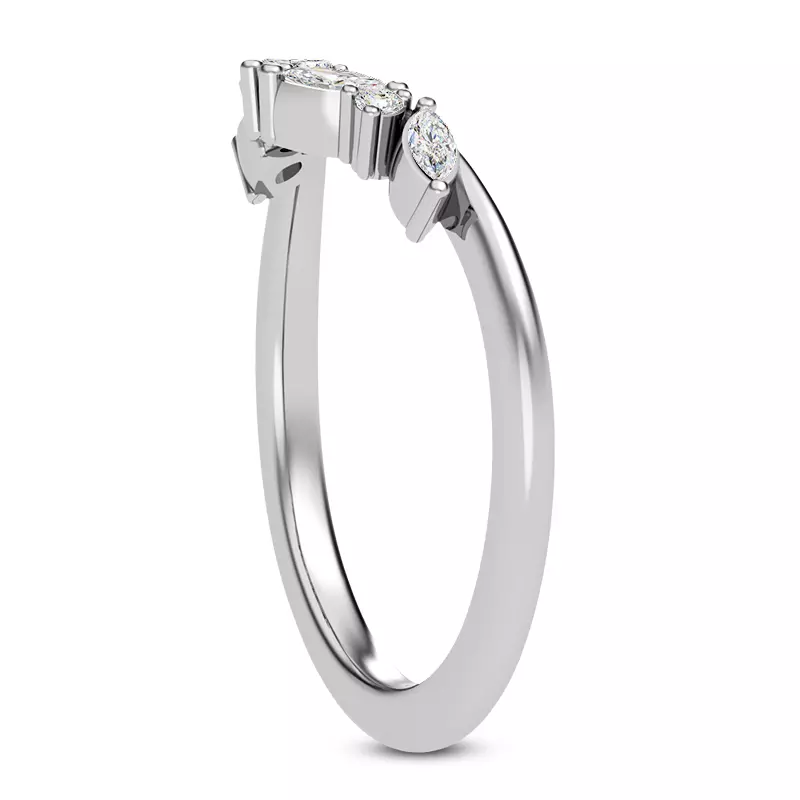 14K White Gold Nelly Marquise and Round Diamond Chevron Band