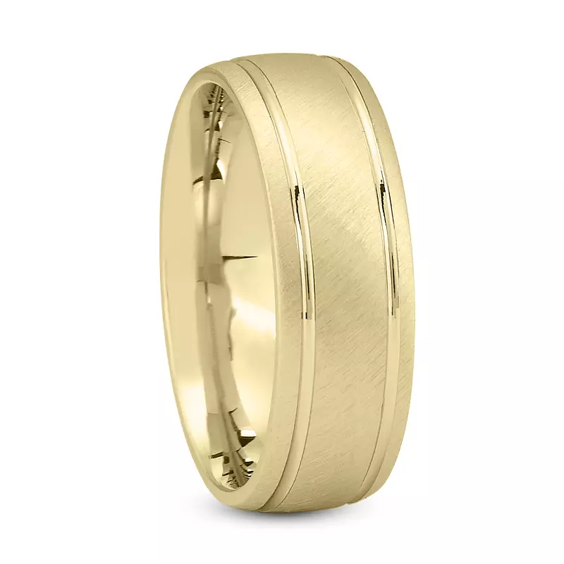 18K Yellow Gold Lada Brushed Grooved Band (7mm)