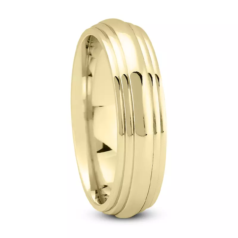 18K Yellow Gold Lili Stepped Edges Band (7mm)