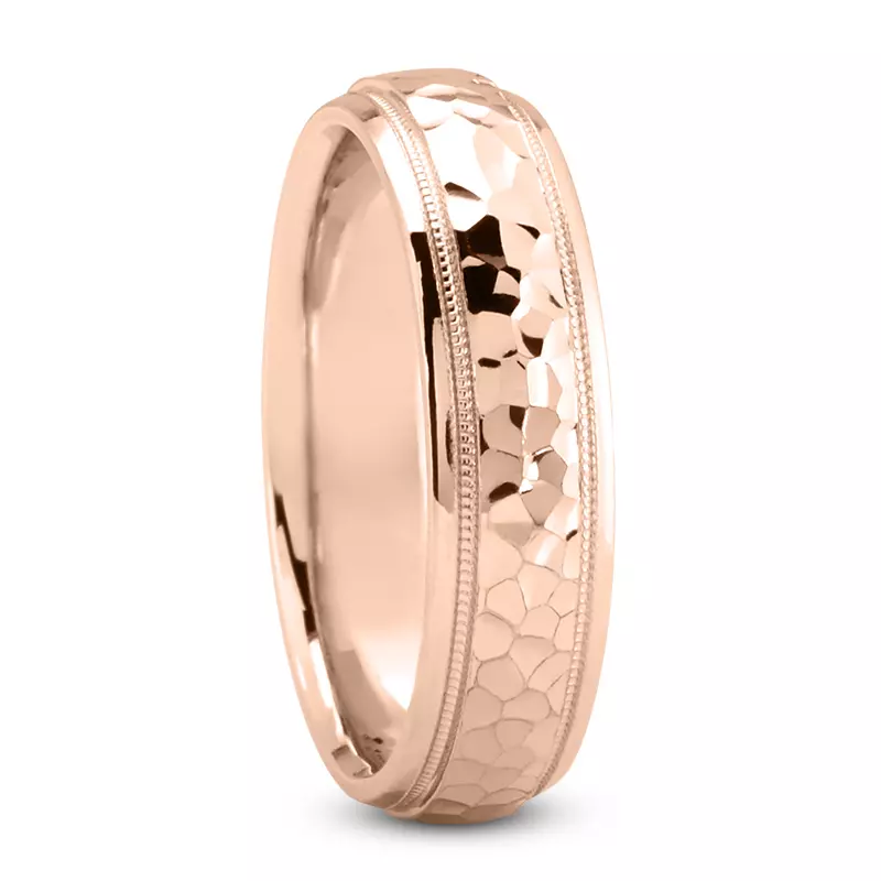 14K Rose Gold Ari Hammered and Milgrain Band(7mm)
