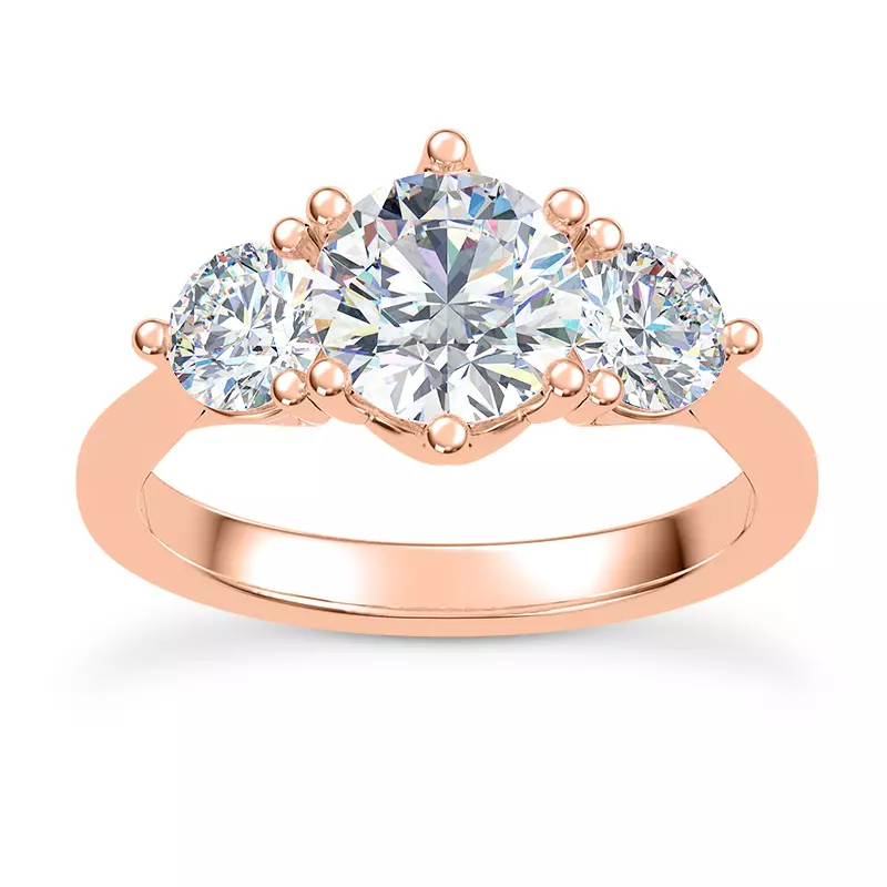 14K Rose Gold Bryn Trellis Three-Stone Lab Engagement Ring