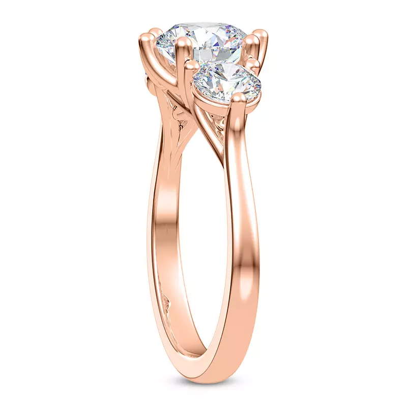 14K Rose Gold Bryn Trellis Three-Stone Lab Engagement Ring