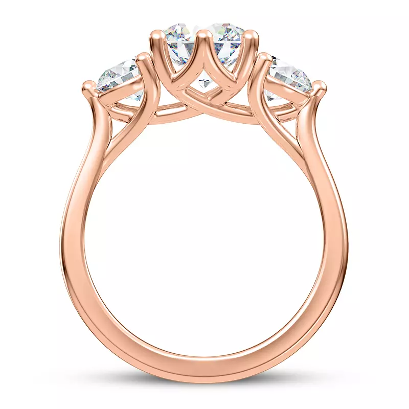 14K Rose Gold Bryn Trellis Three-Stone Lab Engagement Ring