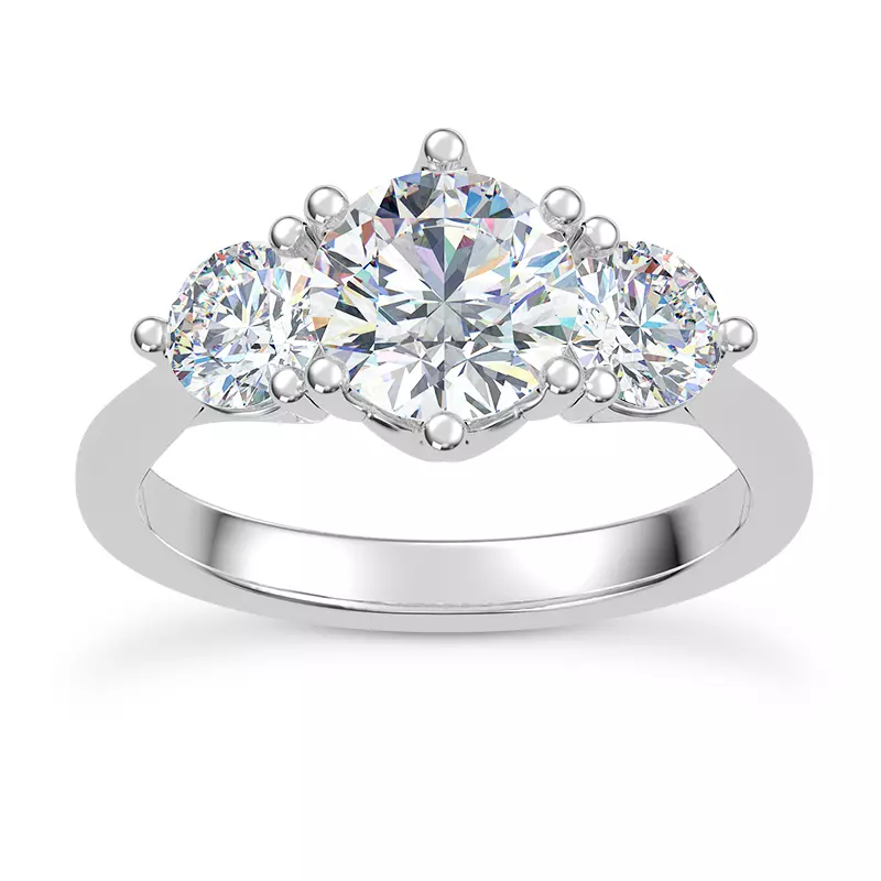 14K White Gold Bryn Trellis Three-Stone Lab Engagement Ring