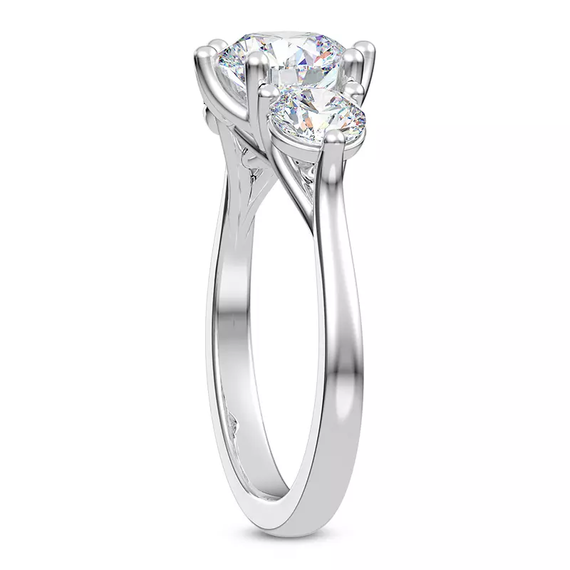 14K White Gold Bryn Trellis Three-Stone Lab Engagement Ring