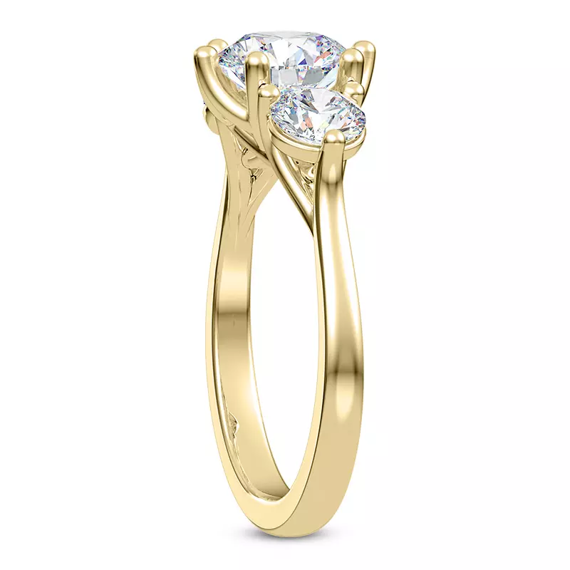 14K Yellow Gold Bryn Trellis Three-Stone Lab Engagement Ring