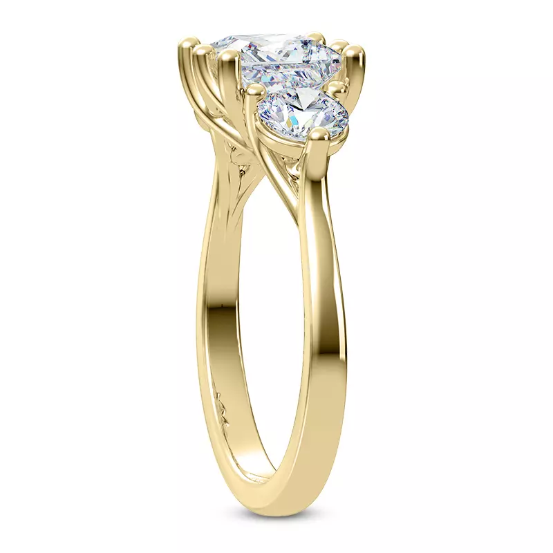 18K Yellow Gold Bryn Trellis Three-Stone Lab Engagement Ring