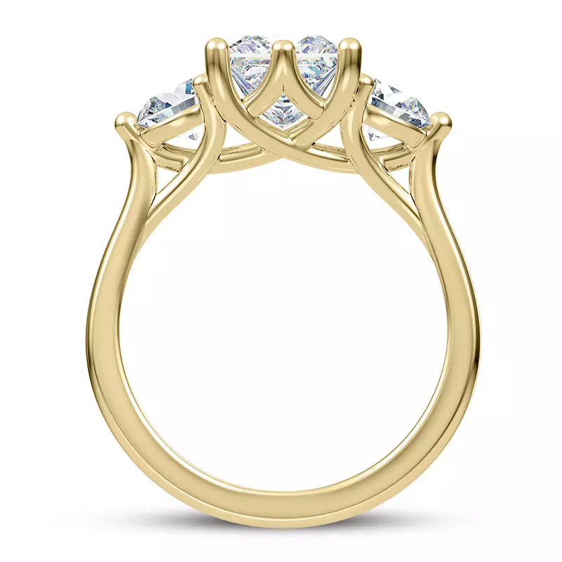 18K Yellow Gold Bryn Trellis Three-Stone Lab Engagement Ring