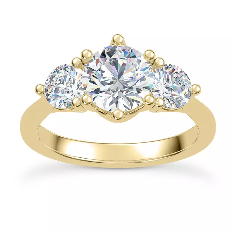 14K Yellow Gold Bryn Trellis Three-Stone Engagement Ring