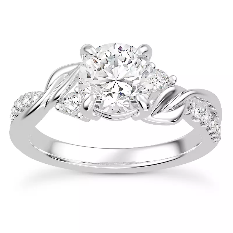 14K White Gold Ivy Wisp Engagement Ring