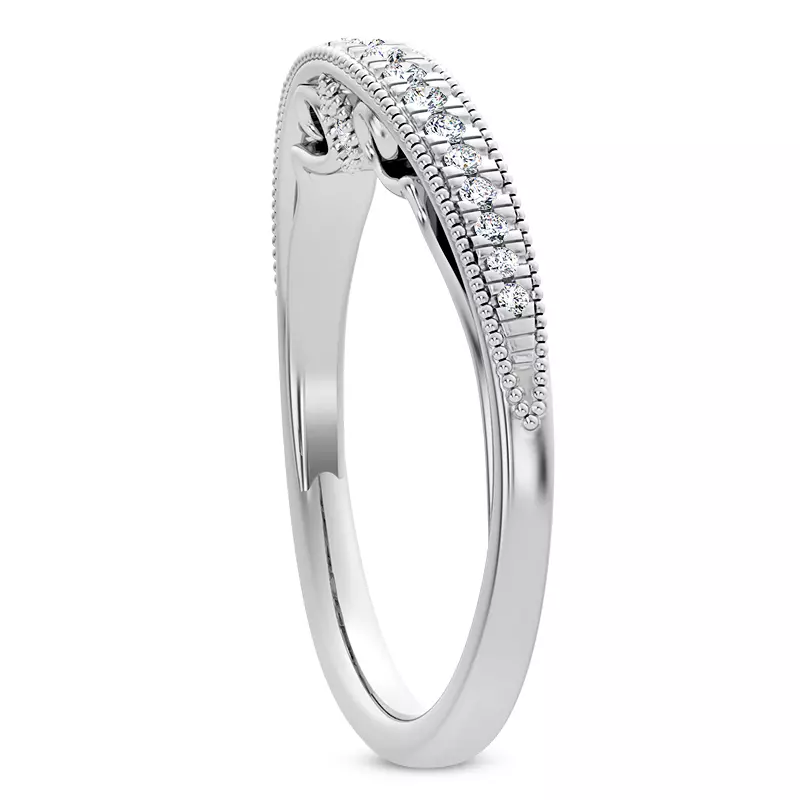 14K White Gold Quinley Graduated Milgrain Band