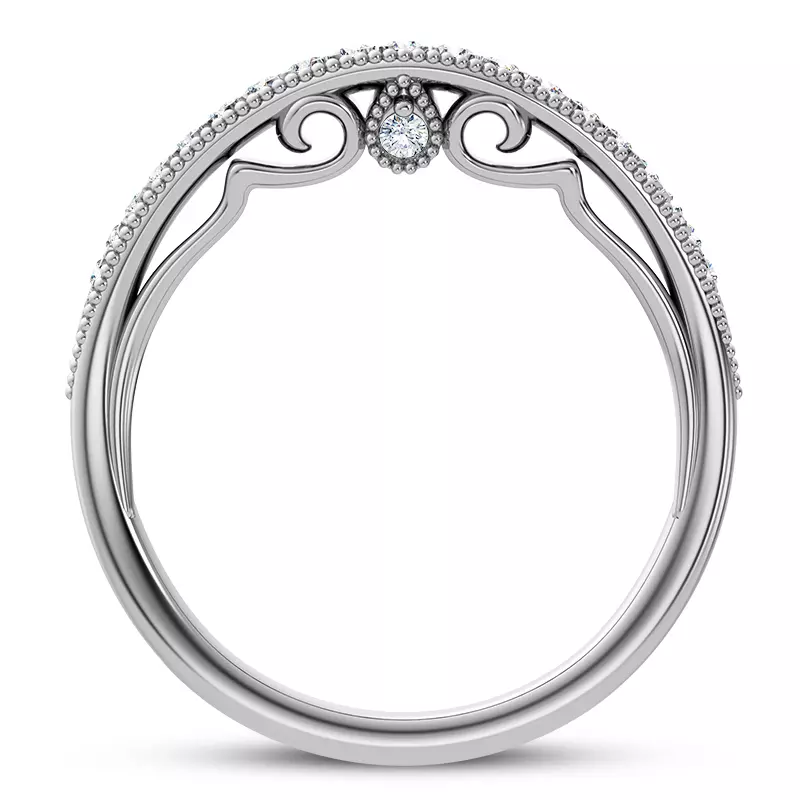 14K White Gold Quinley Graduated Milgrain Band
