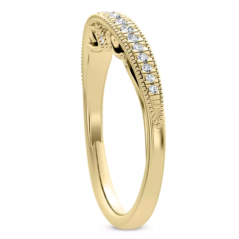 14K Yellow Gold Quinley Graduated Milgrain Band