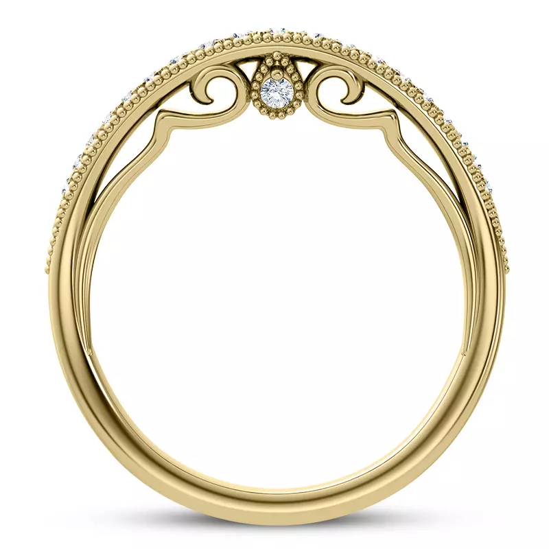 18K Yellow Gold Quinley Graduated Milgrain Band