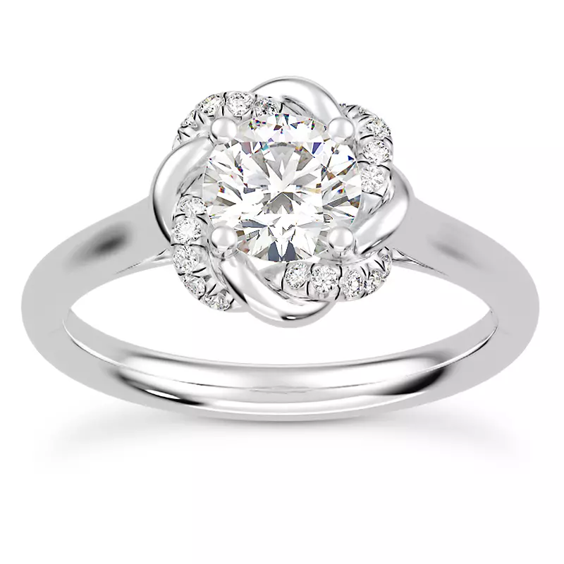 14K White Gold Infinity Love Pavé Halo Engagement Ring