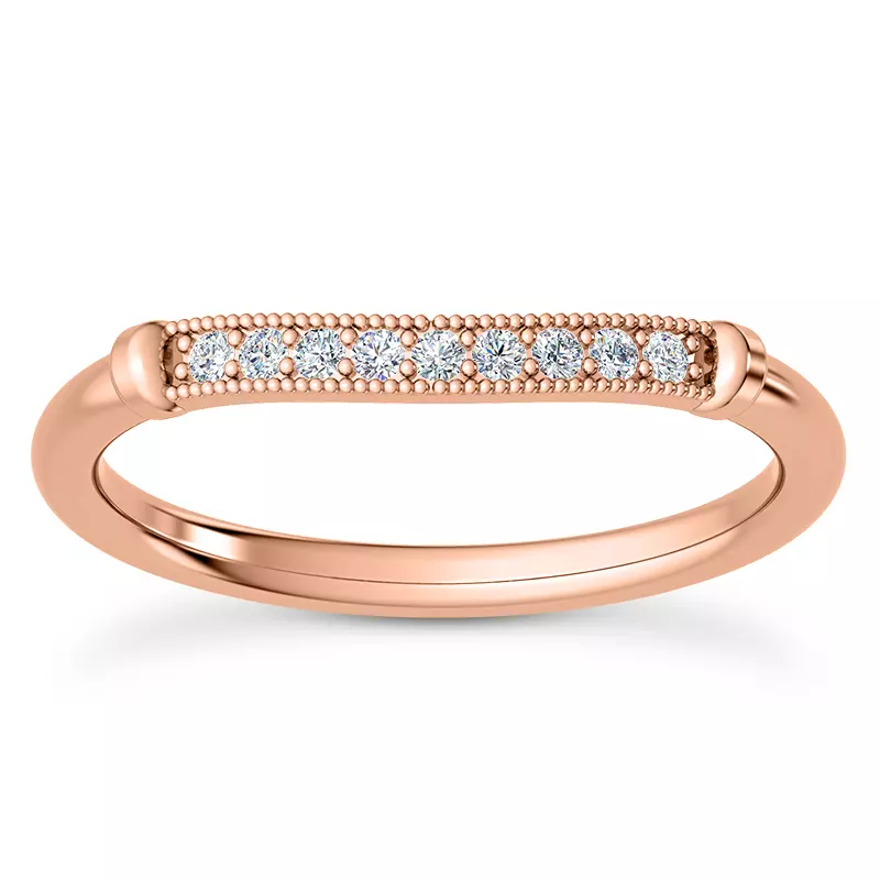 14K Rose Gold Solaris Beaded Curved Diamond Band