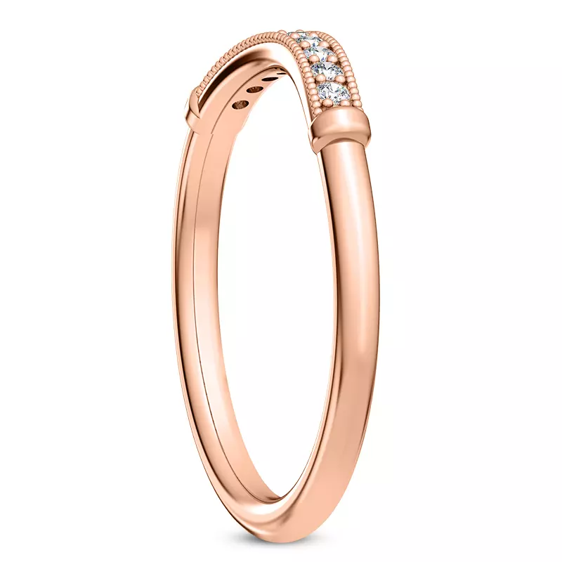 14K Rose Gold Solaris Beaded Curved Diamond Band