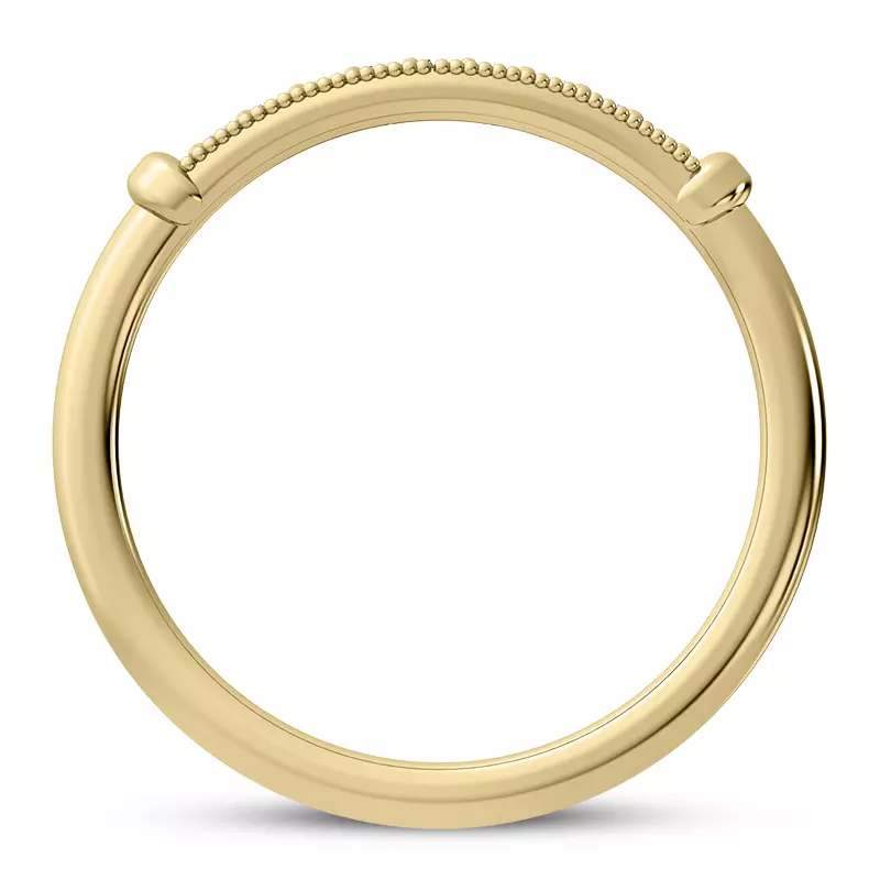 14K Yellow Gold Solaris Beaded Curved Diamond Band