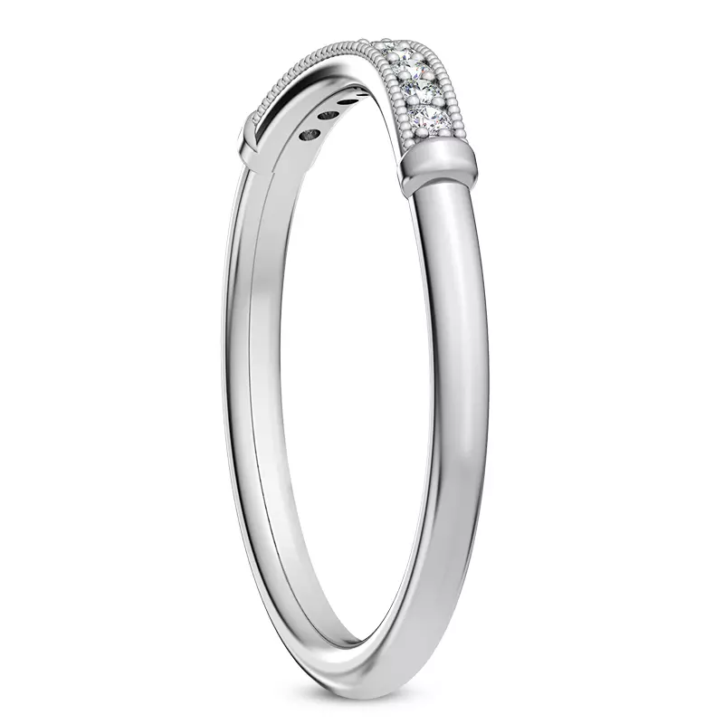 Platinum Solaris Beaded Curved Diamond Band